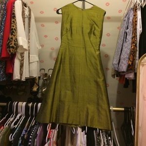 Vintage Raw Silk Green Dress