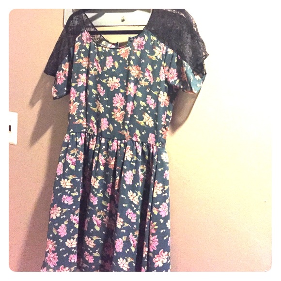 Reformed floral and lace dress