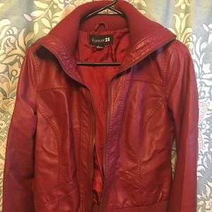 Red leather jacket