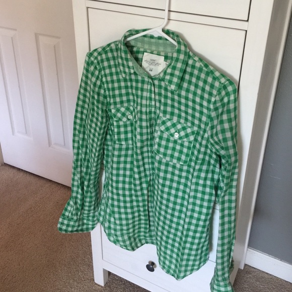 Green Gingham Button Down Shirt