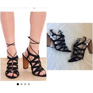 NWT faux suede lace up heels