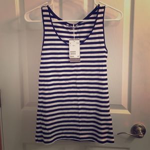 NWT Navy stripe stretch tank sleeveless top