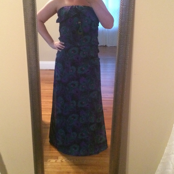 Strapless multicolored maxi