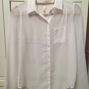 White, Sheer Button Down