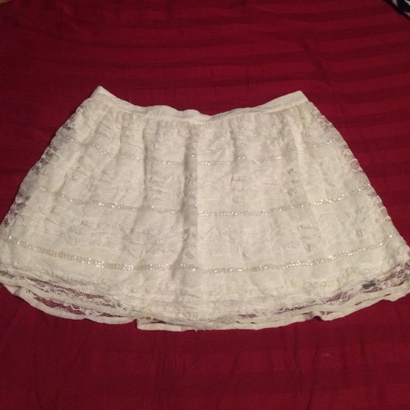Hollister White Sequin & Lace Skirt