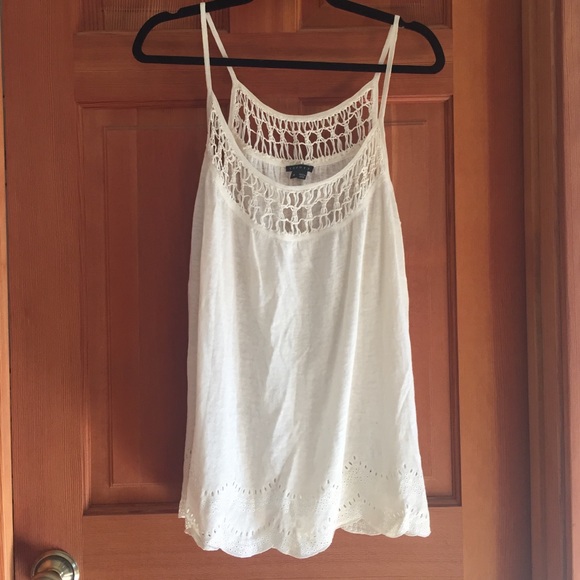 Theory Lace Knit Cream Top Linen Silk Medium
