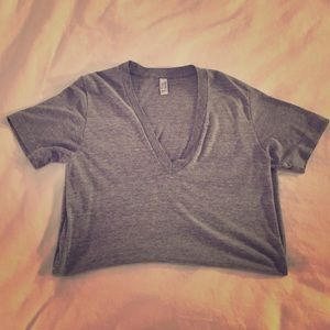 American Apparel Gray V Neck T Shirt
