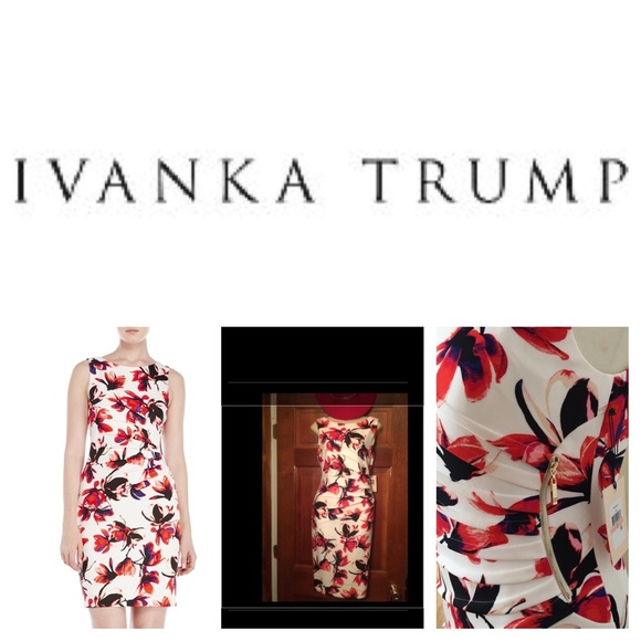 Ivanka Trump Floral Pleated Sheath Dress NWT