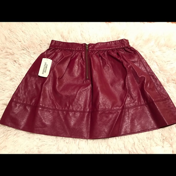 Burgundy Faux Leather Forever 21 Mini Flared Skirt - Picture 3 of 3