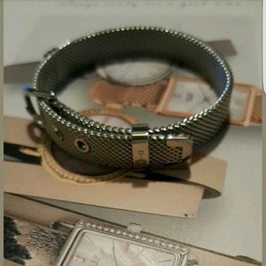 Keep Collective silver mesh bracelet.