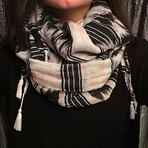 Watercolor Pattern Scarf with End Tassles
