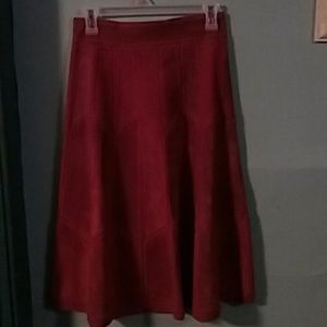 '70's Boho Suede Leather Rust Burnt Orange Skirt