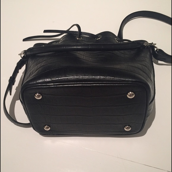 SOLD Saint Laurent Black Croc Black Bucket Bag - Picture 2 of 4