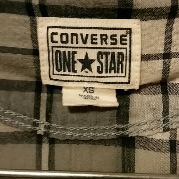 Converse gray blue plaid peasant button tunic top - Picture 3 of 3