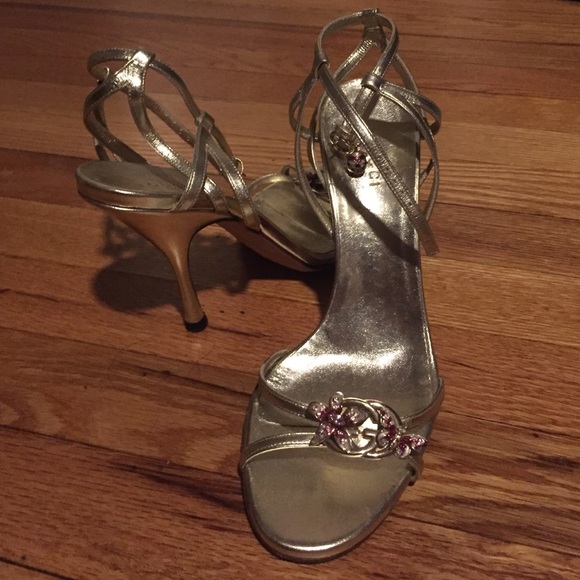 Gold Gucci heels