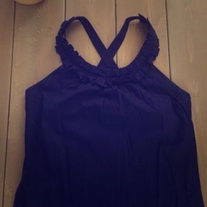 J. Crew navy dress with ruffles