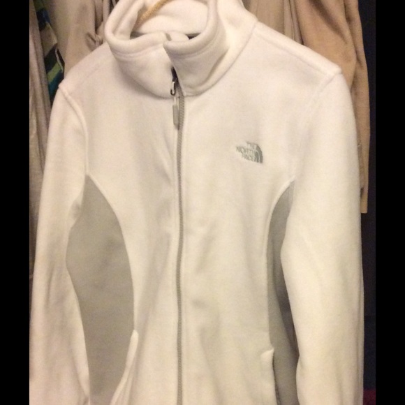 North Face white fleece zip up jacket