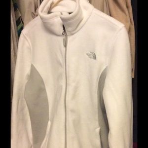 North Face white fleece zip up jacket