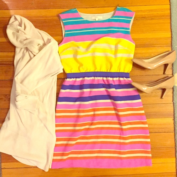 🎉RARE LOFT Ribbon Stripe Dress