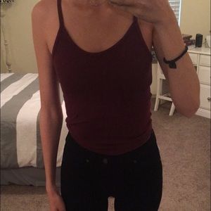 NWOT Burgundy Ribbed Crop Top