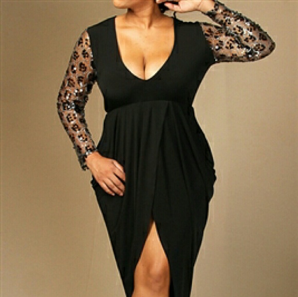 Premium Tulip Dress with Sequence Sleeve