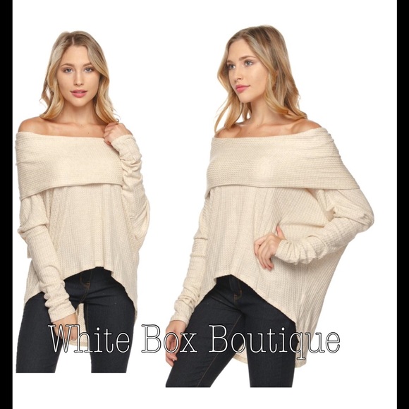 LAST One: Large ๐Oatmeal Off Shoulder Tunic - Picture 2 of 4