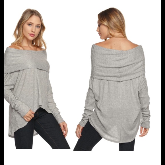 LAST One: Large ๐Oatmeal Off Shoulder Tunic - Picture 3 of 4