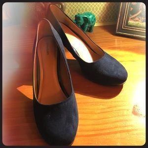 Navy suede heels