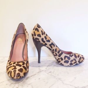 Vince Camuto Leopard Calf Hair Heels