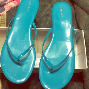 Blue nine west flip flops
