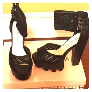 Black high heels sandals