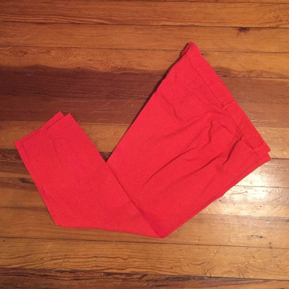 Red ankle length pants