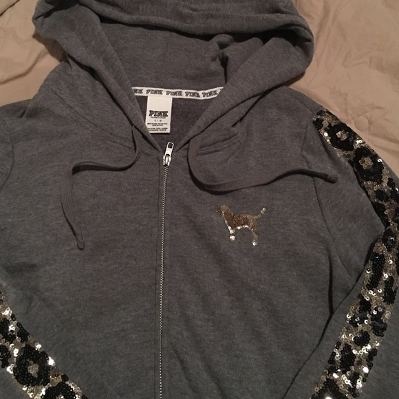 PINK leopard bling hoodie