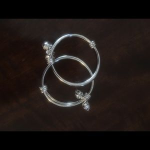 2 silver baby bracelets with bells