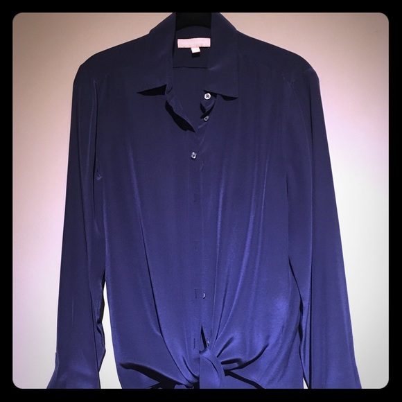 100% silk navy blue Banana Republic blouse