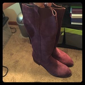 Purple leather boots