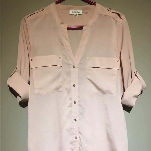 Light pink button-up tunic