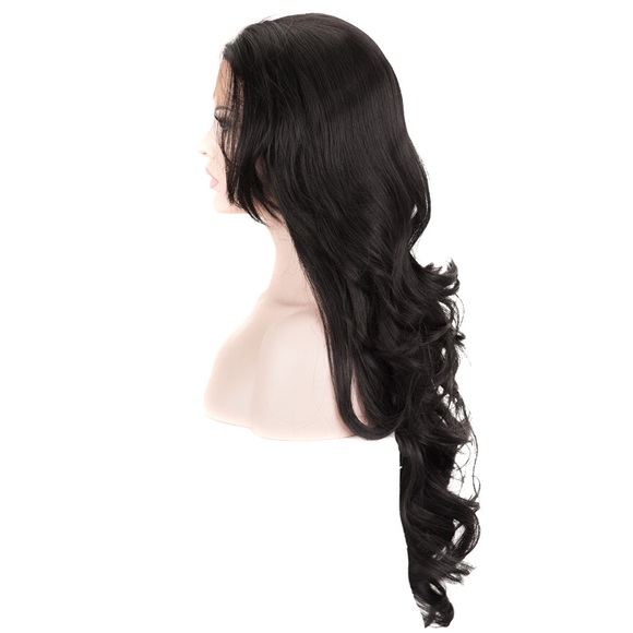 Black synthetic lace front wig