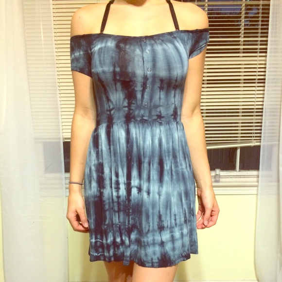 Blue tie dye hippy dress
