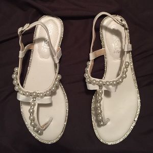 Pearl and rhinestone sandals