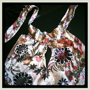 Keyhole Silk Halterneck Top