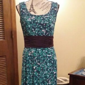 Brown and Teal 2-Pc Dress, Size 8
