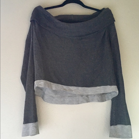 Anthropologie Gray Cowl Neck Crop Sweater