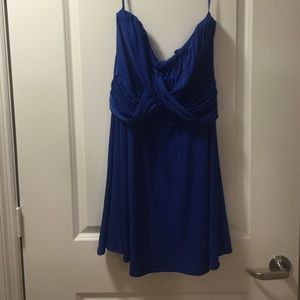 Strapless blue dress