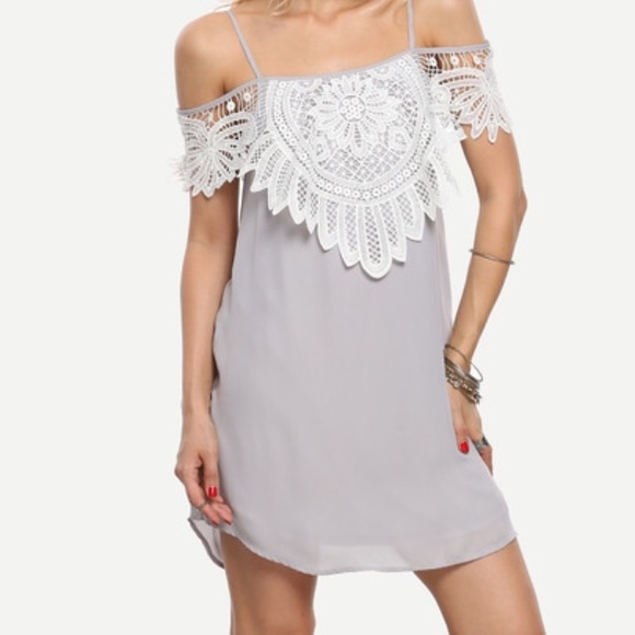 Off shoulder light grey dress