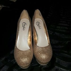 Gold high heels