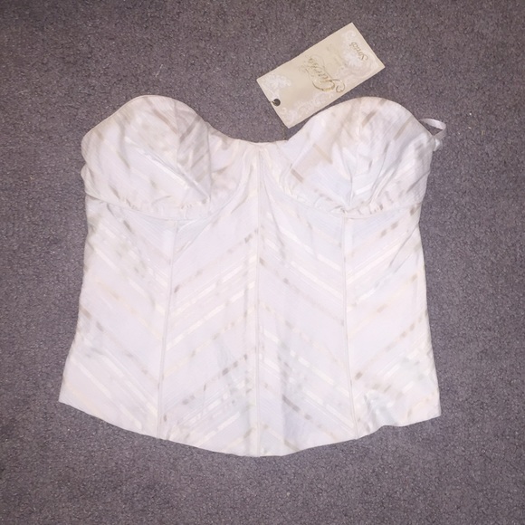 Guess brand white and gold bustier