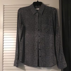 Equipment Black and White Silk Button Down- XS