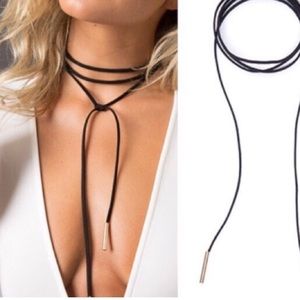 Suede leather choker wrap