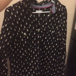 Black long sleeve button up with owls